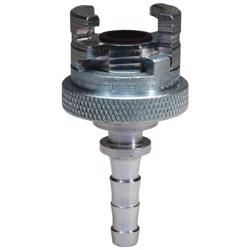 Dual-Lock™ P-Series Thor Interchange Hose Barb Coupler with Knurled Flanged Sleeve Trivalent Chrome Plated Steel Dual-Lock™ P-Series Thor Interchange Hose Barb Coupler with Knurled Flanged Sleeve